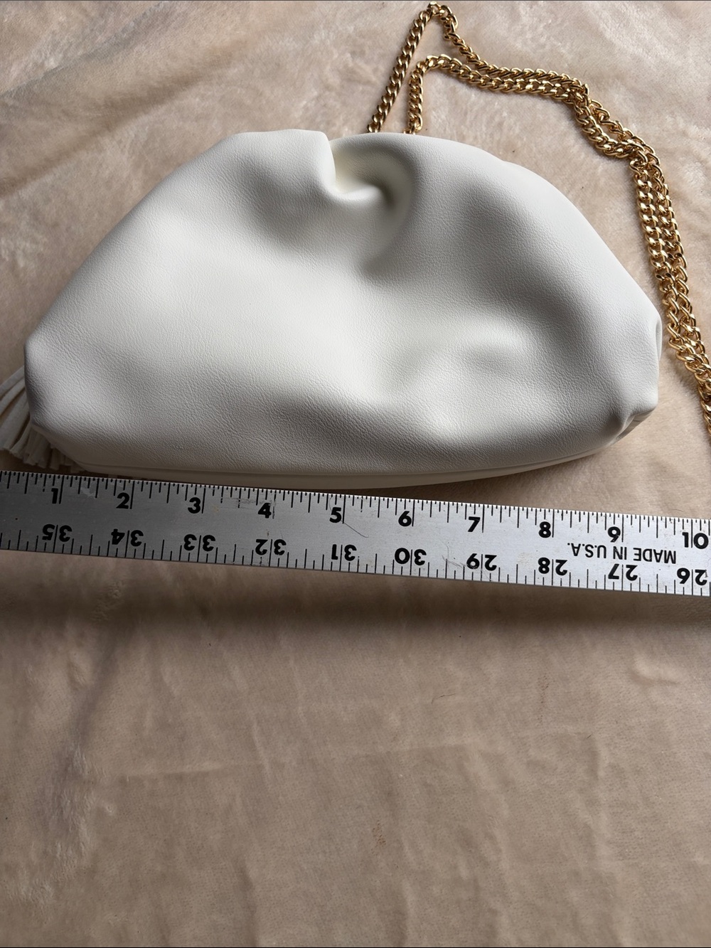 Understated Leather Crescent Clamshell Clutch-